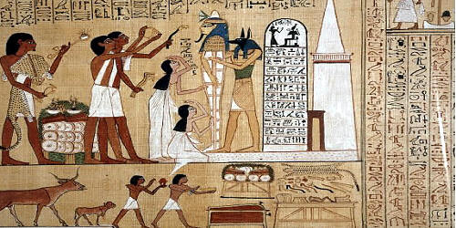 Scene of the Opening of the Mouth ceremony, from the papyrus of Hunefer